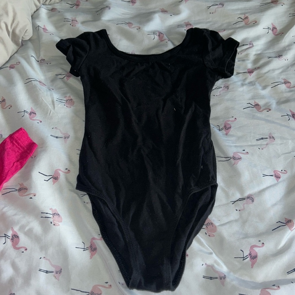 Danskin Black Short Sleeve Leotard - XS 4/5